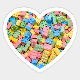 Colorful Candy Building Blocks and Bricks Heart Photograph Sticker